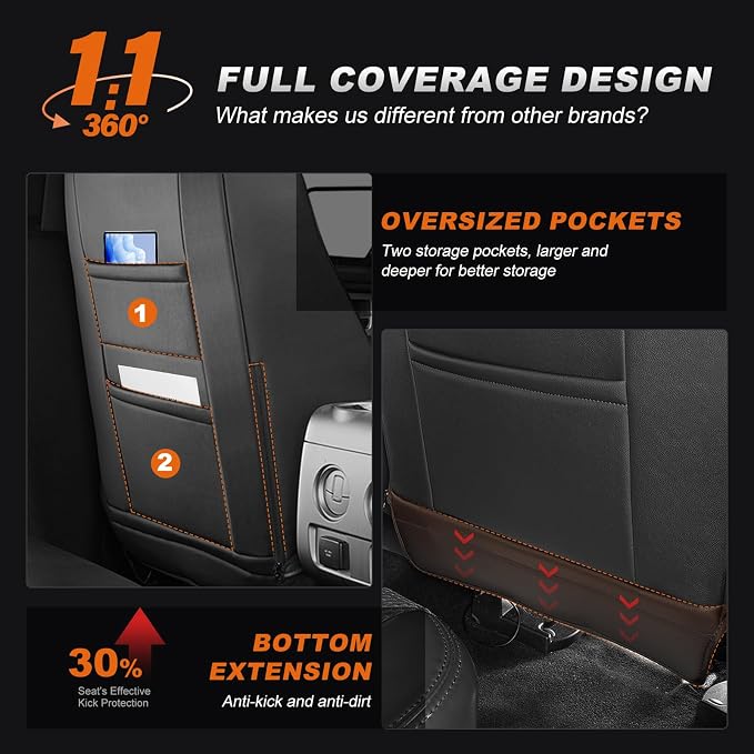 AOMSAZTO Custom Fit Seat Covers for Ram 2500 2019-2026 Full Set Black | Pickup Truck Seat Covers Waterproof faux leather, Breathable comfort, Airbag Compatible, Front covers only fit bucket seats - Image 5