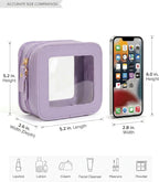 Mini Clear Makeup Bag - Cute Square Cosmetic Pouch for Travel Essentials with Zipper - For Women & Girls (Square, Purple) - Image 6
