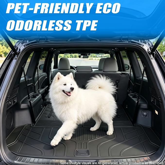 GYGY Cargo Mat Trunk Liner with Backrest Mats, Fit for 2024-2026 Lexus TX350 TX500h TX550h+ (Fits 6 & 7 Passenger Models), All Weather Waterproof TPE Rear Cargo Tray - Image 3