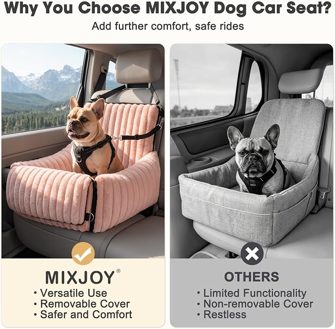 MIXJOY Dog Car Seat for Small/Medium Dogs up to 23 lbs, Multi-Functional Dog Carrier for Car with Detachable Washable Cover, Pet Travel Bed with Clip-On Safety Leash, Pink - Image 7