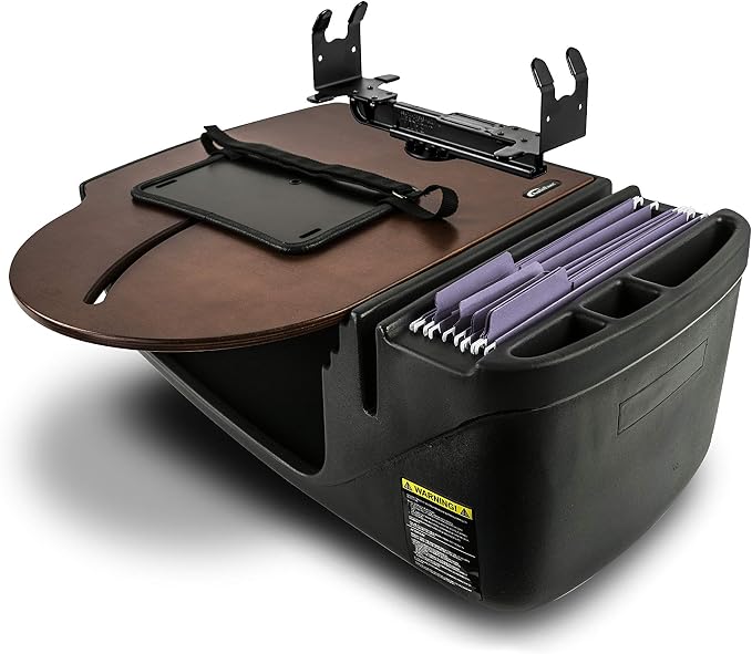 AutoExec AE-RMCD-PI-PS-21M Roadmaster Car Desk for Your Vehicle Workstation and Mobile Office, Mahogany with 400 watt Power Inverter and Printer Stand | Vehicle Workstation, Mobile Office, 400 Watt Power Inverter, Printer Stand by AutoExec