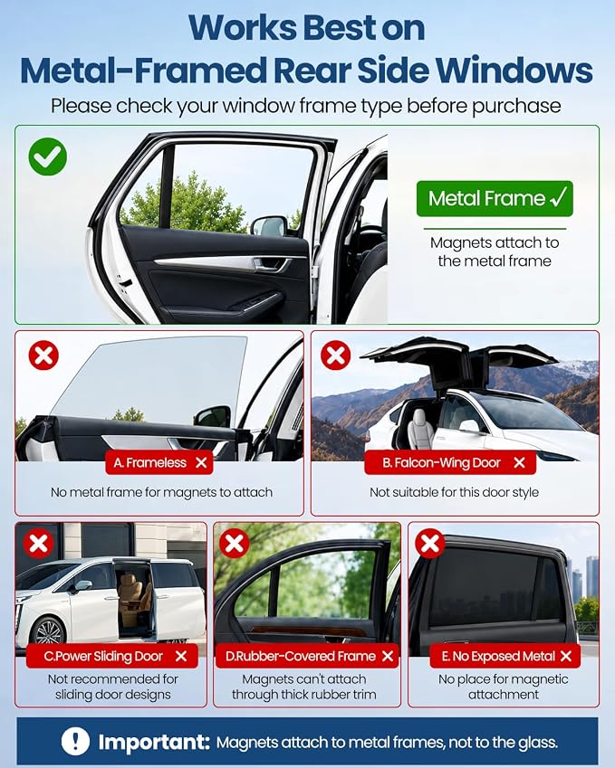 Car Window Shades, [Upgraded] 8 Strong Magnets Magnetic Side Window Sun Shade [2 Pack] - Dual Layer UV Ray Protection Car Sunshade for Baby, Kids & Pets - Universal Fit for SUV, Sedan & Trucks - Image 6