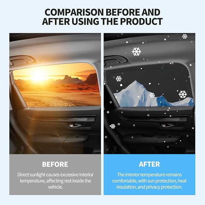 2PCS Rear Side Window Sun Shades for 2023-2026 Honda CRV | Breathable Mesh UV & Heat Blocking Privacy Rear Side Window Covers, Ideal for Baby, Travel and Camping Accessories - Image 4