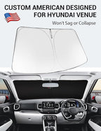 Proadsy Custom Fit Car Windshield Sun Shade for 2020-2026 Hyundai Venue | 240T Heat Shield, Drops Temp 54°F, Blocks 99% UV, Prevents Dashboard Cracking, Summer Parking & Beach Trips, Easy Twist-Fold - Image 2