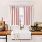 RYB HOME 100% Blackout Short Curtains for Small Window, Thermal Insulated | Total Room Darkening, Noise Reducing, Curtains for Kitchen Bathroom Basement, W42 x L48, Baby Pink, 2 Panels by RYBHOME