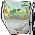 GLSOWEE Car Window Shade for Baby, Blackout Car Window Curtain, Dinosaurs | Storage Pockets & 7 Suction Cups, Cartoon Pattern Car Side Window Sun Shade Cover for Sun/Heat/UV Rays Protection, Green by GLSOWEE