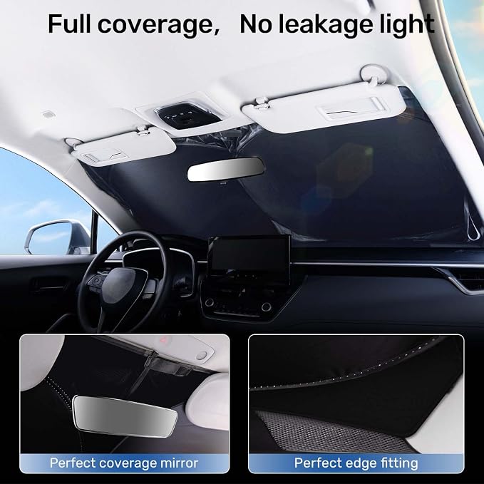 2026 Upgraded Zanch Windshield Sun Shade for Sedan, SUV, 59''x29'' | UV Protection & Heat Reduction, Light-Blocking, Heavy-Duty, Easy to Store&Setup, Keep Interiors Cool, Sun Shield for Parking - Image 6