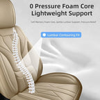 HChengkikz Car Seat Covers Full Set, Full-Wrap Faux Leather (Beige) | Universal Fit for SUV Truck Pickup Sedan, Waterproof with Memory Foam Lumbar Support, Airbag Compatible - Image 2