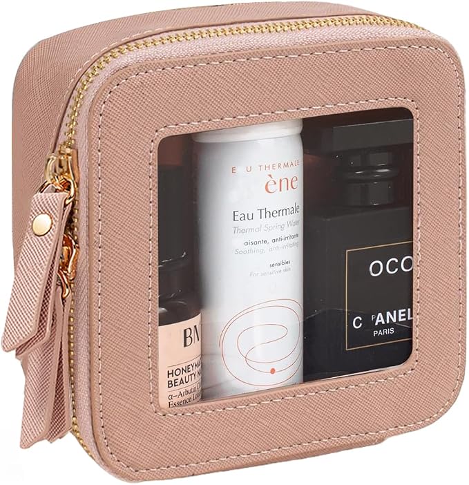 Clear Makeup Bag Small, Mini Travel Cosmetic Case Transparent TSA Approved Toiletry Bag with Zipper Portable Make Up Pouch for Purse Traveling Car Essentials Organizer for Women Men by FFpaw