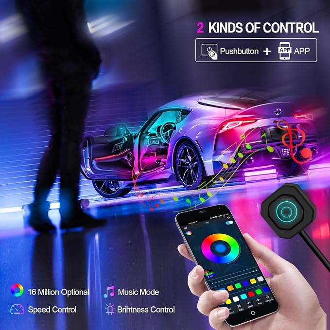 Dreamcolor Acrylic Interior Car Lights, WEBUPAR Car Accessories 2 in 1 Car LED Strip Lights with APP Control and 213 Modes, Car Center Console Fiber Optic Lights, RGB Neon Light Kits - Image 3