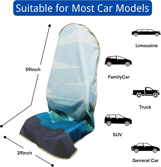 Waterproof Car Seat Cover for Front Seats, Protector for Cars SUVs Trucks, Sweat Towel Seat Covers Bucket for Gym,Workout,Beach,Hiking,Running (Mountains, 1PC) - Image 6