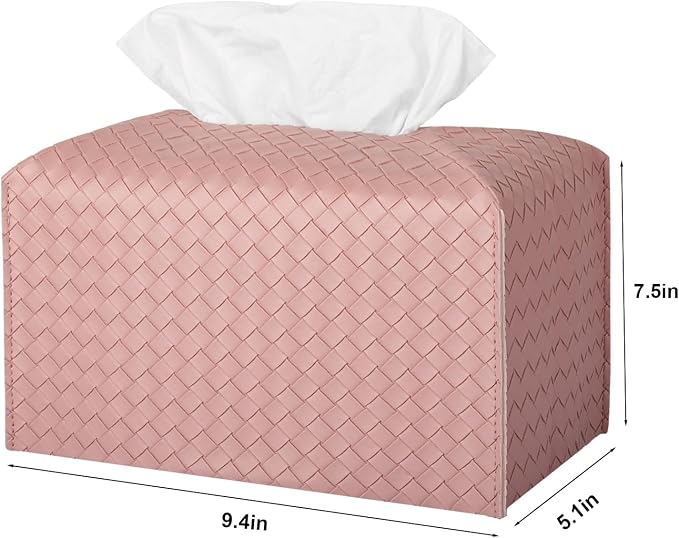 Tissue Box Cover Rectangle Leather Facial Paper Holder, Pink | PU Leather，Easy to Fill, Easy Clean, Decorative Cube Tissue Box Holder for Office, Bathroom,Kitchen, Living room, Guest room - Image 4