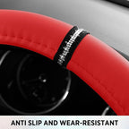 Road Comforts Leopard Steering Wheel Cover for Women, Cute Anti-Slip Microfiber Leather, Fits D Shape Flat Bottom Steering Wheel 14.5-15 Inch - Red - Image 7