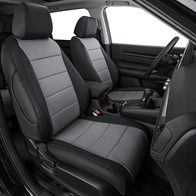 coverdream Custom Seat Covers for 2023-2026 Honda CR-V,Premium Faux Leather Car Seat Cover Set,Full Set Waterproof SUV Seat Protector,Armrest Covers Included(Black/Gray) by Coverdream