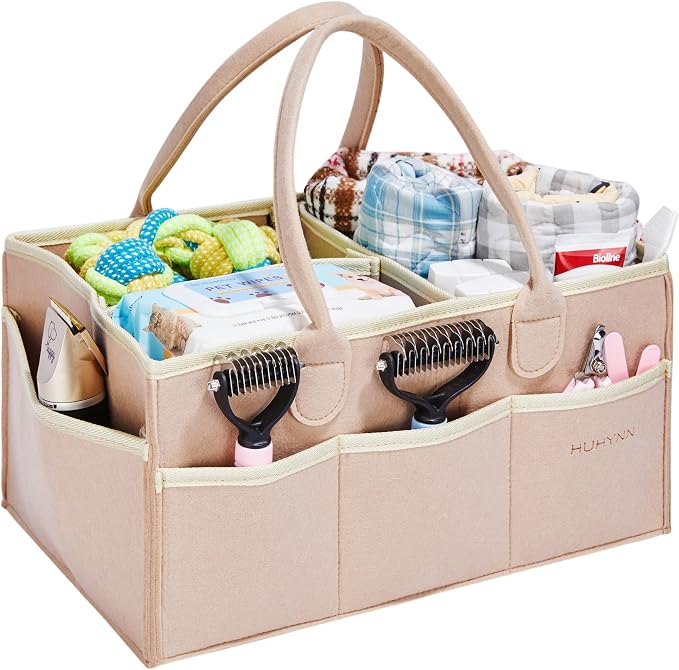 Pet Grooming Tote Bag, Dog Grooming Supplies Organizer Bag, Dog Grooming Bag for Travel Outdoor(BAG ONLY) (Khaki) by HUHYNN