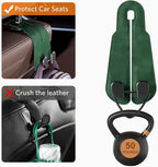 CoBak Purse Hook for Car - Universal Premium Stitched Leather and Aluminum-Magnesium Alloy Double Car Seat Back Storage Hook for Purses, Handbags, Bags (2 Pack),Emerald - Image 4