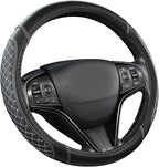 West Llama Customized Auto Car Steering Wheel Cover for Toyota Tacoma,4Runner,Tundra,Sequoia,15.5-16 inch(Diamond Quilted-Black+Gray-Large Size) by WESTLLAMA