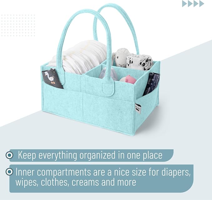 Mr. Pen- Baby Diaper Caddy Organizer, Light Blue | Nursery Storage Bin and Car Organizer for Diapers and Baby Wipes - Image 4