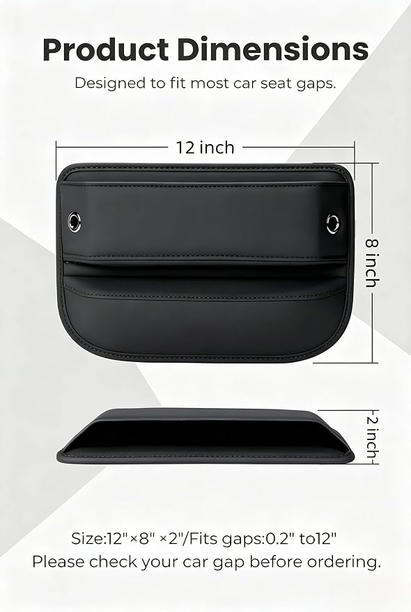 2 Pack Car Seat Gap Filler, Leather Car Organizer, Waterproof Front Seat Gap Filler for Car, Auto Console Side Storage Box, Car Accessories Interior for Men Women (Black) - Image 2