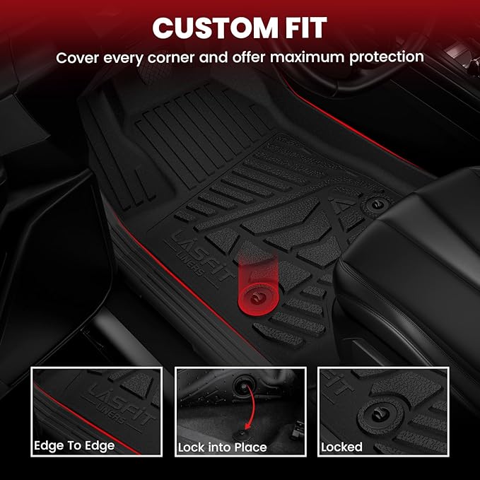 LASFIT Mats for Ford F-150 2011-2014 SuperCrew, Carpet Floor, Bucket Seat | All Weather TPE Protector Custom fit Truck Liners for F150 Crew Cab, Durable Anti-Slip Easy to Clean, 1st & 2nd Row - Image 6