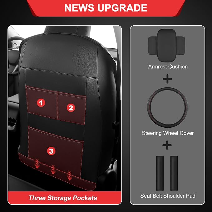 TTX LIGHTING Custom Fit Seat Covers for Tesla Model Y 2020-2026 | Preserve Premium Interior with Original Seat Pattern Perforated Waterproof Faux Leather Full Set Airbag Compatible - Image 2