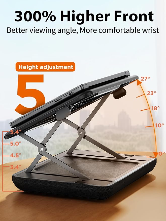 SAIJI Height & Tilt Adjustable Lap Desk, Portable Laptop Stand for Bed | Foldable Lap Desks - Up to 15.6 Inch Laptops, Lap Desk for Couch, Recliner, Chair, Laptop Tray Table for Home Office Working - Image 3