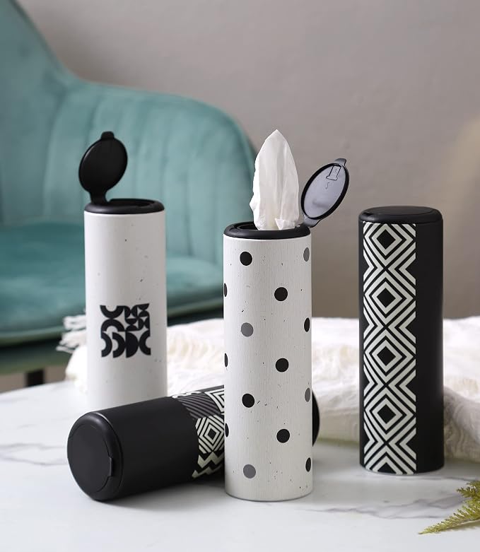 Car Tissue Holder with Facial Tissues Bulk - 4 PK Car Tissues Cylinder with Cap, Tissue Holder for Car, Travel Tissues for Car Cup Holder, Refill Car Tissue Box Round Container - Image 5