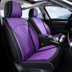 FLORICH Seat Covers Full Set Leather Automotive Seat Cover Full Coverage Vehicle Car Seat Covers Waterproof Purple Seat Cover Protector Universal Fit for Most Car Truck SUV, Black&Purple - Image 2