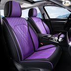 FLORICH Seat Covers for Cars Purple Leather Car Seat Covers Front Pair Breathable Automotive Car Seat Cover Non-Slip Easy Installation Comfortable Universal Fit for Most Car Truck SUV, Black&Purple by FLORICH