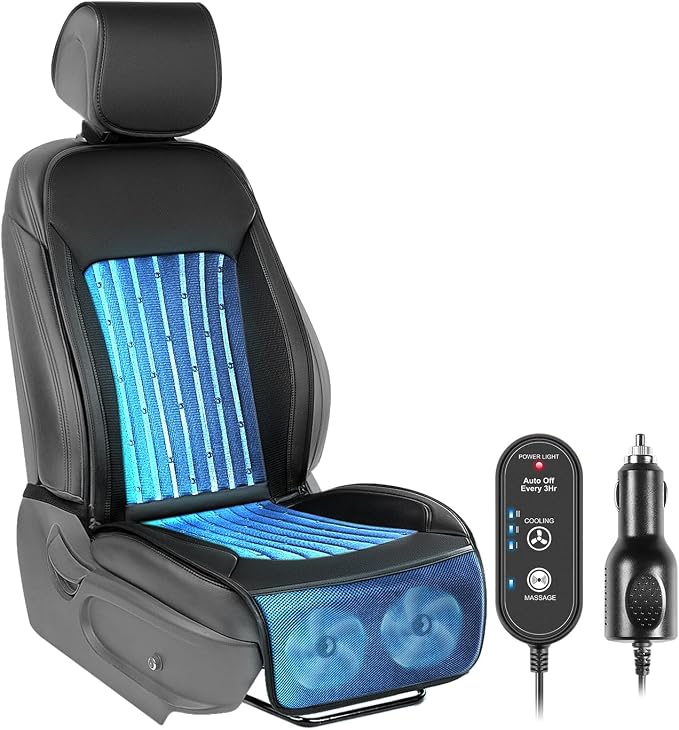 2026 Upgraded Cooling Car Seat Cover Front Seat, 12V-24V Ventilated Cooling Car Seat Cushion, Cooled Seat Cover for Car SUV Truck Universal Fit, Classic Black by RevoluteYourDrivingExperience