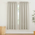 RYB HOME Linen Curtains for Living Room, Rod Pocket Soft Thick Linen Burlap 72 Inch Length Light Filtering Privacy Assured for Home Office Dining Room, W 34 x L 72 inches, Angora, 2 Panels Set by RYBHOME