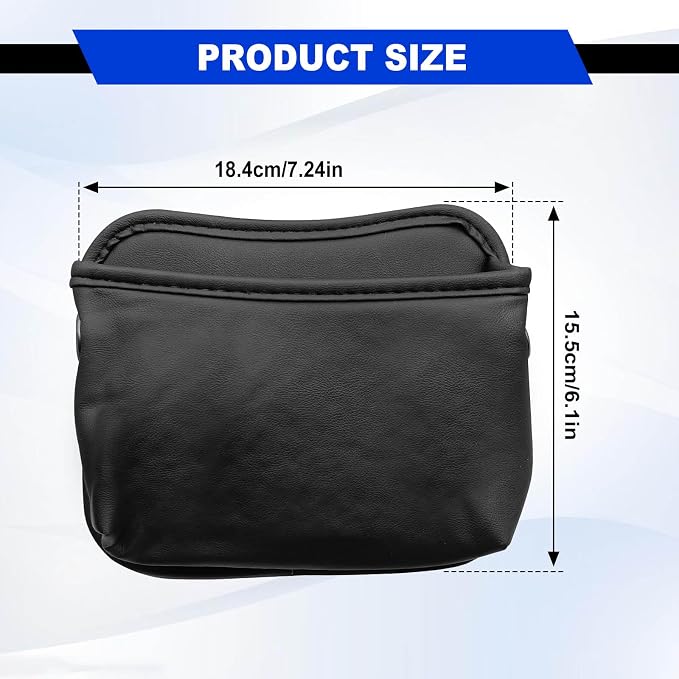 Car Seat Side Storage Pocket/Multi-Pocket Centre Console Storage Box, Car Seat Side Pocket Organizer, PU Leather Pouch Bag (Black) - Image 2