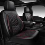 CAR PASS Luxury Nappa Leather Front Seat Covers, Water Resistant 3D Foam Seat Covers with Lumbar Support, Breathable Auto Seat Cover Airbag Compatible Universal Fit for Sedan SUV Van Truck, Black Red by CARPASS