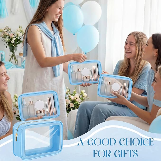Hsei 6 Pcs Clear Makeup Bags Diaper Bag Organizer Travel Toiletry Bags with Zipper Clear Cosmetic Organizer Car Storage Pouch Bridesmaid Gift for Women Beach Vacation (Blue) - Image 7