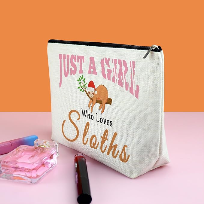 Sloth Gifts for Women Makeup Bag Gifts for Sloth Lover Wild Animal Themed Gift Ideas for Women Sister Daughter Mom Friend Wife Niece BFF Besties Christmas Birthday Present Cosmetic Bag with Zipper - Image 3