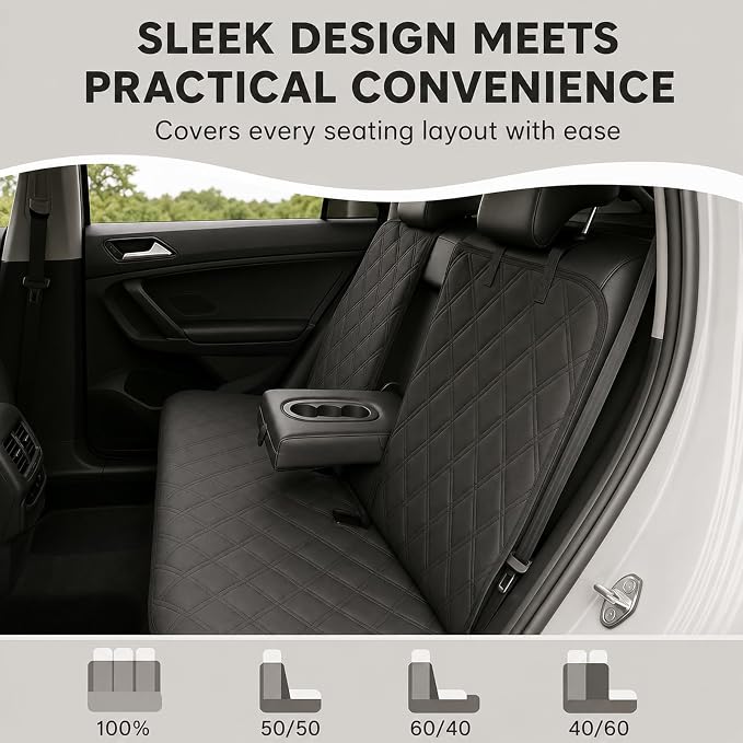 Dog Car Seat Protector, Back Seat Cover for Dogs, SUV & Car Seat Covers 52" | Fits small cars & subcompact SUVs; protects rear bench and car interior from pet hair, kid spills, baby boy messes, and dirt. - Image 6