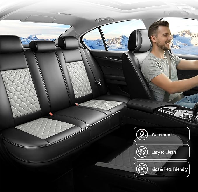 for Subaru Forester 2009-2026 Car Seat Covers, Full Set, Gray | Luxury Full Coverage Leather Seat Protectors, Waterproof Breathable, Non-Slip, Easy to Install, Airbag Compatible, All-Season - Image 5