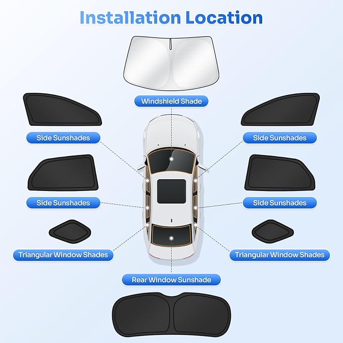Canvcle Sunshades for 2024-2025 2026 Honda Prologue Accessories Windshield Sun Shade Side Rear Window Shade Cover Sun Visor Shield Privacy Protection for Camping Keep Vehicle Cool Black 8PCS - Image 5