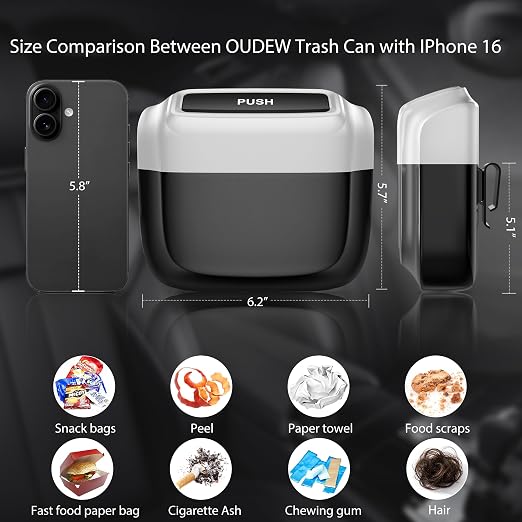 1 Pack Car Trash Can with Lid, Built-in Storage Garbage Bag, Silver | Leakproof Car Door Trash Can with Hook, 30pcs Trash Bags, Mini Automotive Garbage Bin for Vehicle, Office, Home - Image 2