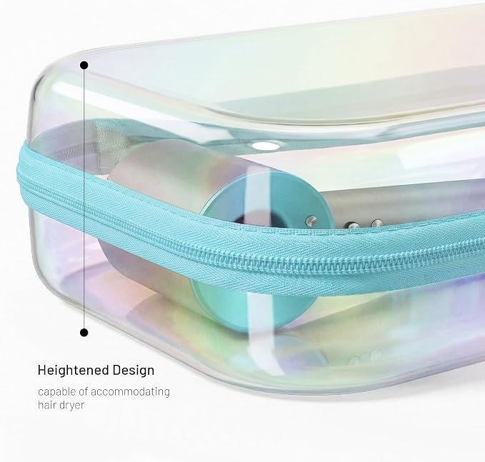 Clear Hard Shell Organizer Cases, 2 Pack | Iridescent PET shell with water-resistant, scratch-resistant surface for travel, toiletries, electronics and daily essentials - Image 6