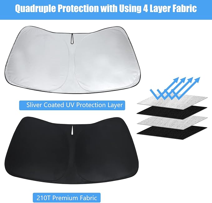 Windshield Sun Shade Fit 2021-2007 Toyota Tundra Limited SR5 Platinum TRD | HOHUIGO Car Front Window Sunshade Truck Accessories Fit Toyota Tundra Pickup Sun Visor UV Protector Heat Shield Cover - Image 2