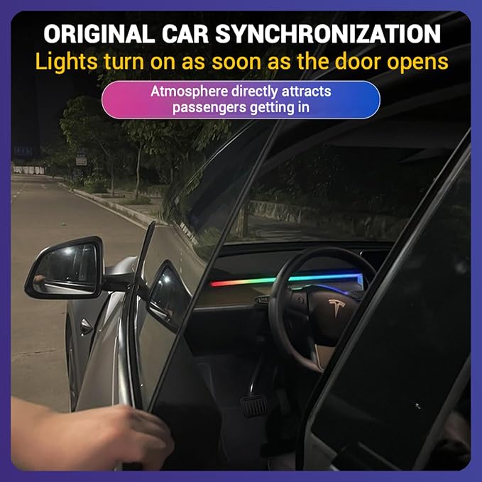 LED Car Ambient Lighting Strip for Tesla High Brightness with APP Control Multiple Colors and Car LED Strip Lighting Neon Lights for Model 3/Y (Dashboard& Center Console) - Image 9
