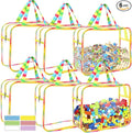 6 Packs Large Toy Storage Bags with Labels, Reusable Clear PVC Board Game Storage, Travel Waterproof Organizer Bags with Zipper Large Capacity (Gradient Color) by OPELETNNT