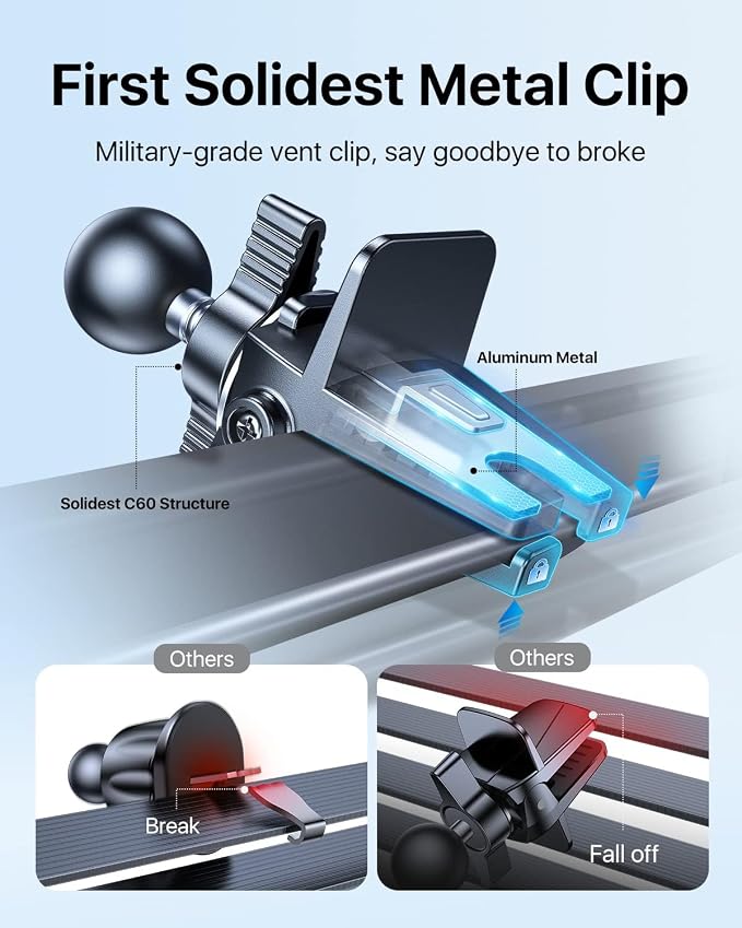 andobil 2026 Upgraded for Magsafe Car Mount [Biggest Panel, Big Phone Friendly] 360° Rotation Magnetic Phone Holder for Car Vent Suitable for iPhone 17/16/15 Pro Max Samsung S25/S24 (Grey) - Image 3