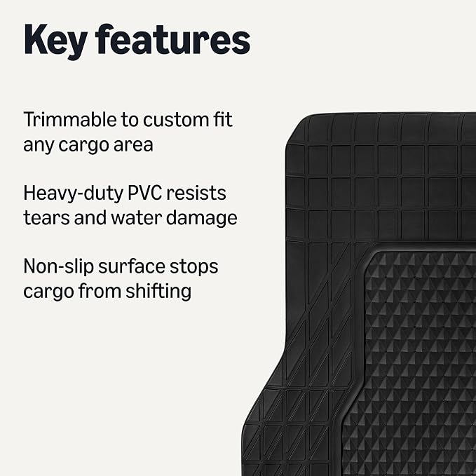 Amazon Basics Cargo Liner Floor Mat, All Weather Trunk Protection, Trimmable to Fit, Black - Image 2