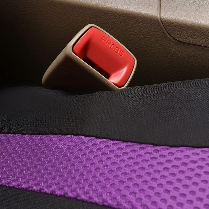 Flying Banner Car Seat Covers Front Seats Mesh Fabric Rear Bench Split Polyester Cover Easy Installation SUV CAR Woman Lady Femal (Front Set, Black Purple) - Image 7