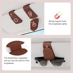 Sotfamily Magnetic Sunglass Holder for Car Visor, 2 Packs, Faux Leather | Strong Magnetism, for Most Car Visors, No Marks on Visor, Gift-Ready Packaging, Sunglass Organizer, Car Accessories for Men - Image 4