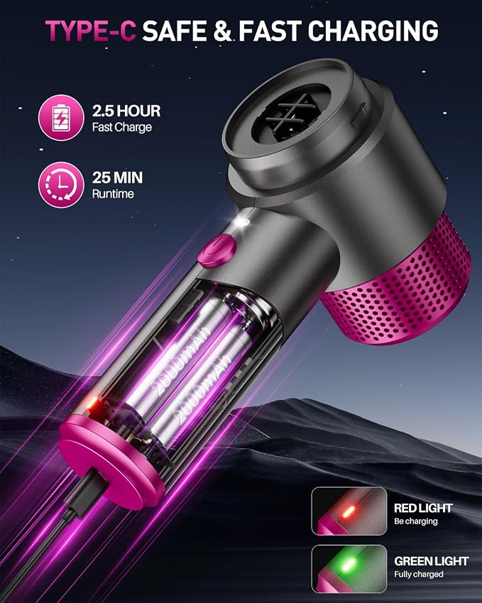 KMM Handheld Car Vacuum Cleaner, Hand Held Vacuum Cleaner & Air Duster | 15000PA Strong Suction, 120W High Power, Portable & Rechargeable, LED Light, Multi-Nozzles for Home, Car, Office, Pet - Image 5