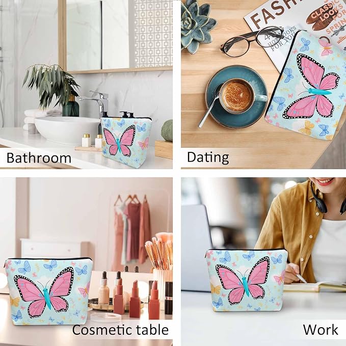 Makeup Bag For Purse Butterfly, Colorful Butterflies Garden Butterfly Cosmetic Bags For Women With Zipper Travel Toiletry Pouch Makeup Bags Makeup Organizers Purse For Toiletries Cosmetics - Image 6