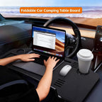 Foldable Car Table,Steering Wheel Desk for Laptop/Meal Tray Travel, 2-in-1 | Portable/Reinforced,Fit for Most Vehicles,Work Surface 30.31" x 14.96",Drink Holder & Phone Slot Included,Installs in Seconds - Image 2